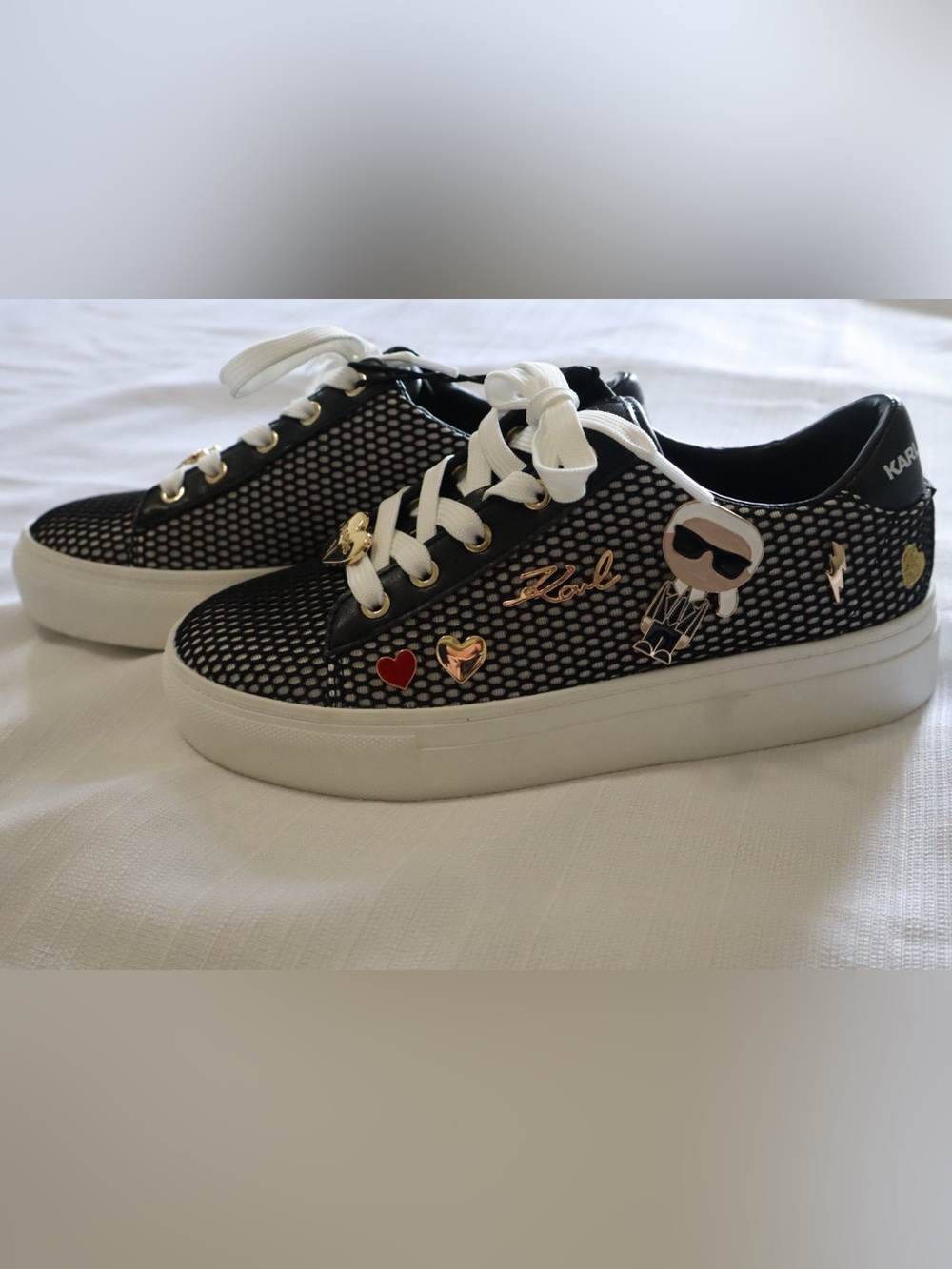 Karl Lagerfeld Embellished Black Sneakers – New Without Box (5.5)